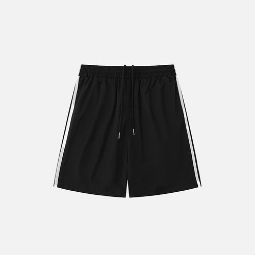 Shorts Esportivos com Faixa Lateral - Preto / S