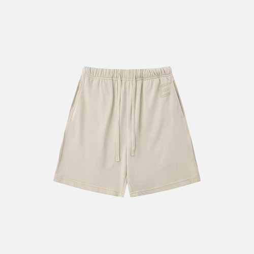 Shorts Largos com Estampa de Letras - Cinza-escuro / S