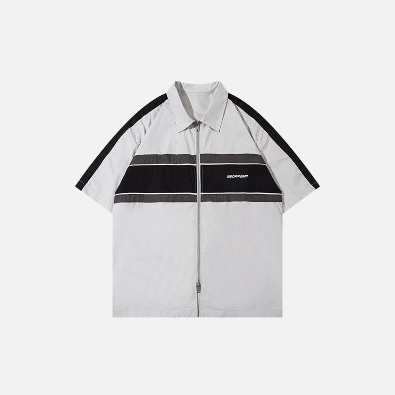 Sports Loose Polo Zip-up Shirt