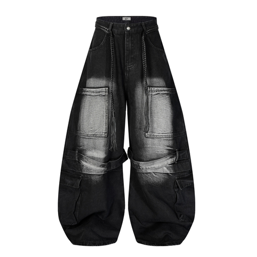 Calça Jeans Cargo Arc com Camadas Madxmarx - PP / Preto