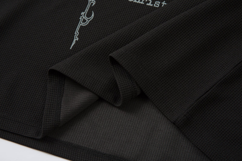 Madxmarx Barbed Poetry Layered Collar Long Sleeve Polo