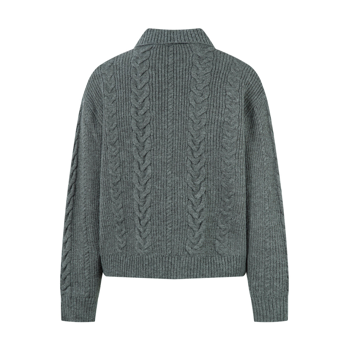 Madxmarx Cable Knit Zip-Up Sweater Jacket