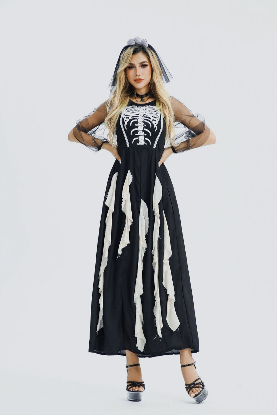 Vestido de novia diabólica gótica de Halloween