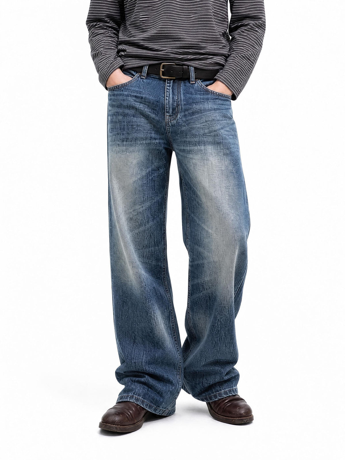 Madxmarx Vintage Washed Wide-Leg Jeans