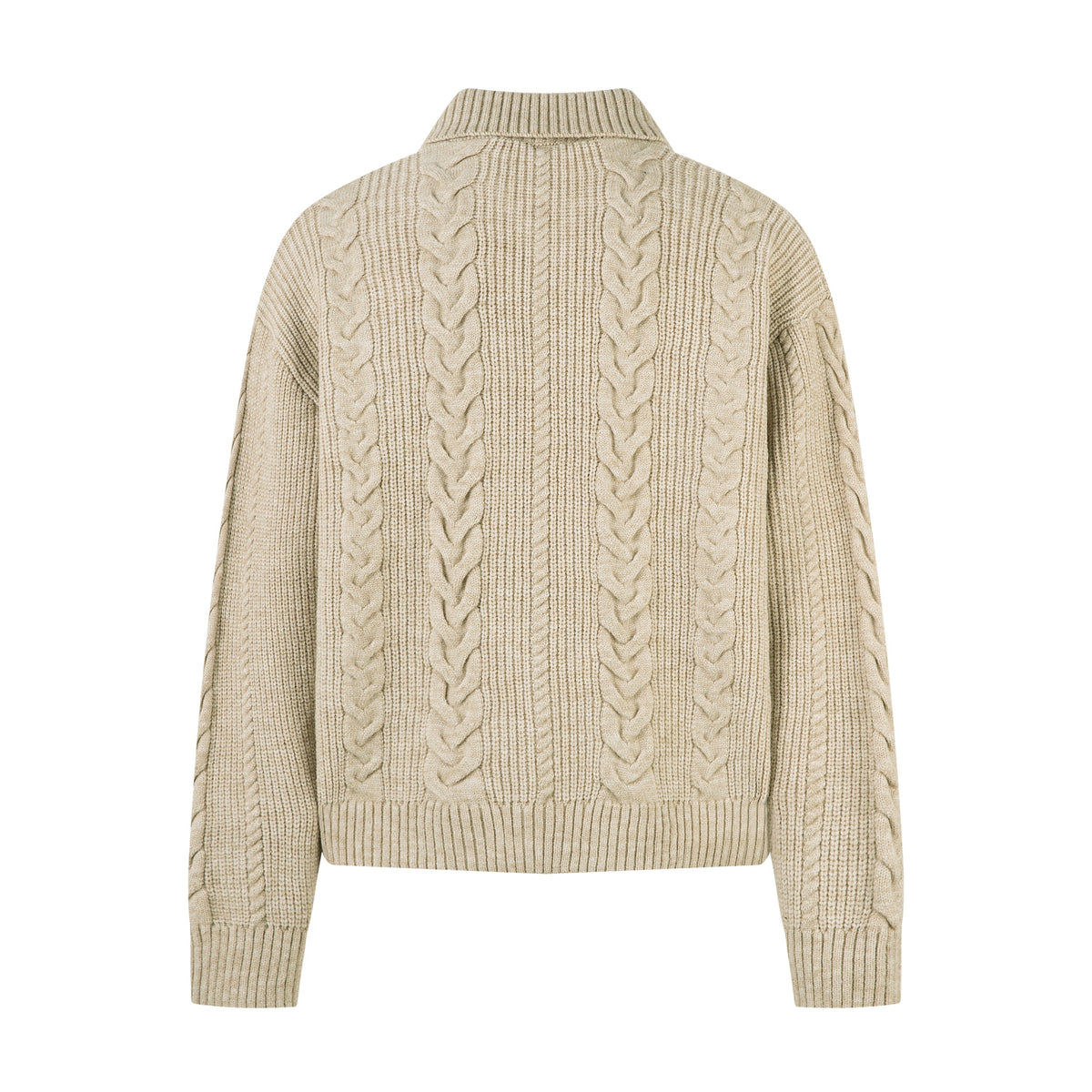 Madxmarx Cable Knit Zip-Up Sweater Jacket