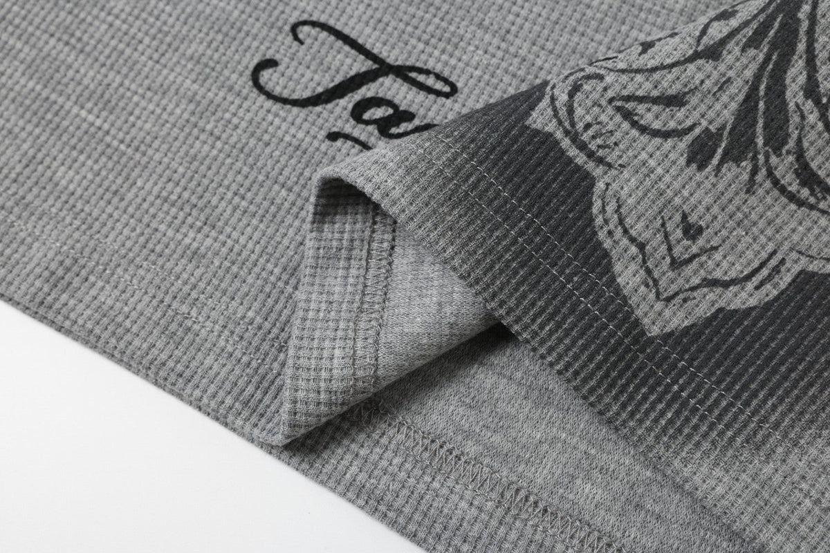 Madxmarx Cross Graphic Waffle Henley Tee