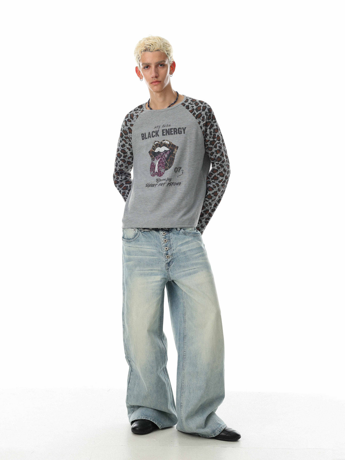 Madxmarx Leopard Raglan Long Sleeve Tee