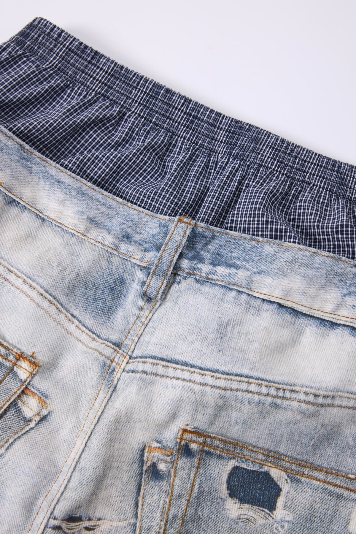 Madxmarx Layered Waist Distressed Jeans