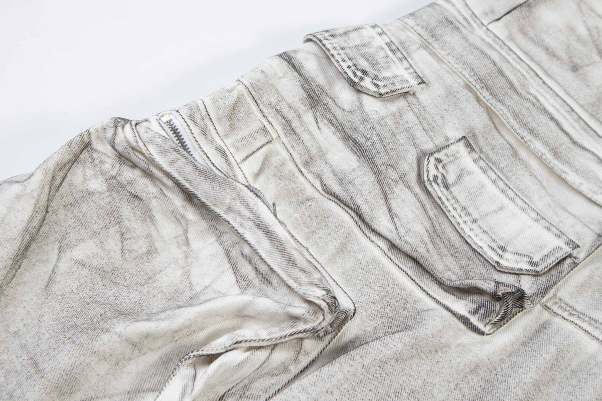 Madxmarx Multi-Pocket Washed Cargo Jeans