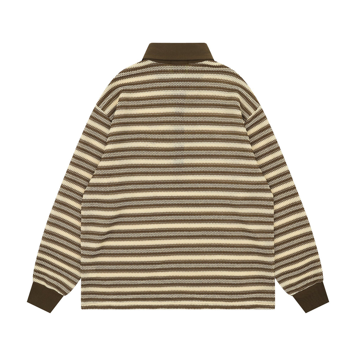 Madxmarx Striped Knit Long-Sleeve Polo