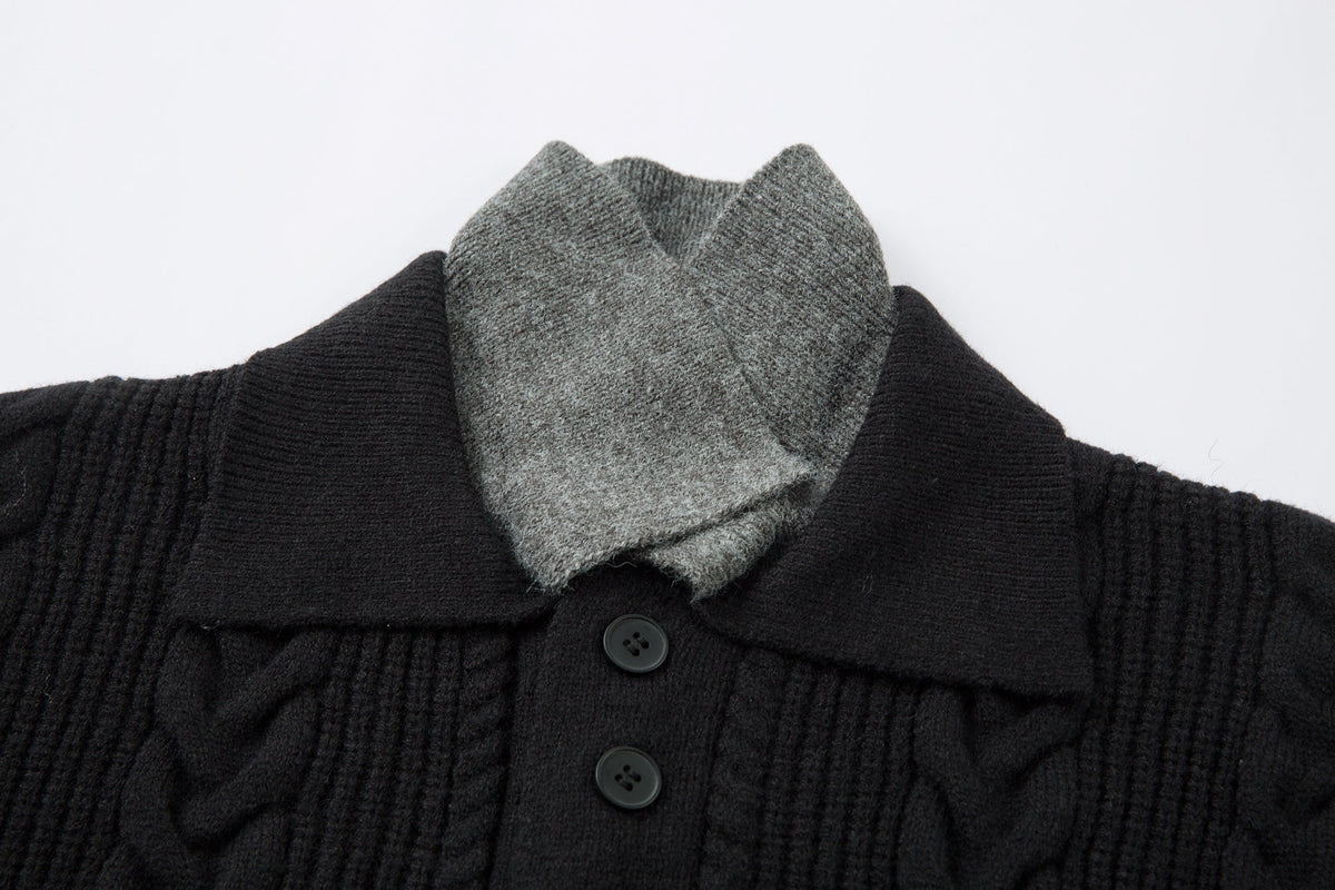 Madxmarx Vintage Cable Knit Polo Sweater