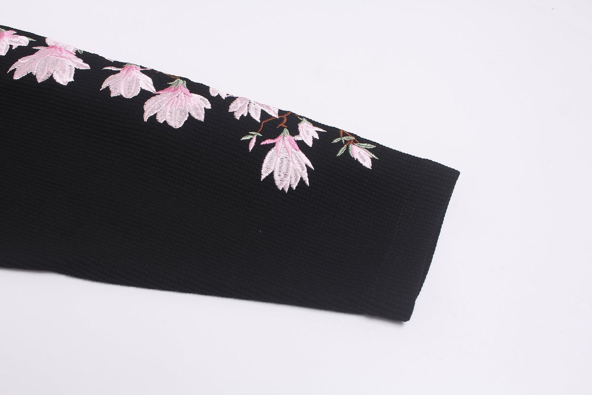 Madxmarx Floral Sleeve Waffle Long Sleeve
