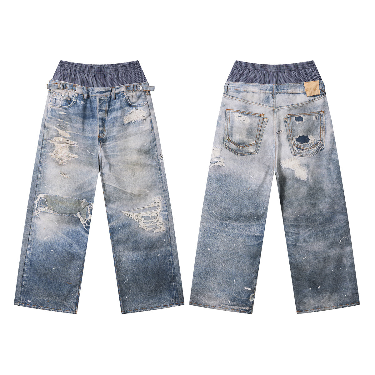 Madxmarx Layered Waist Distressed Jeans