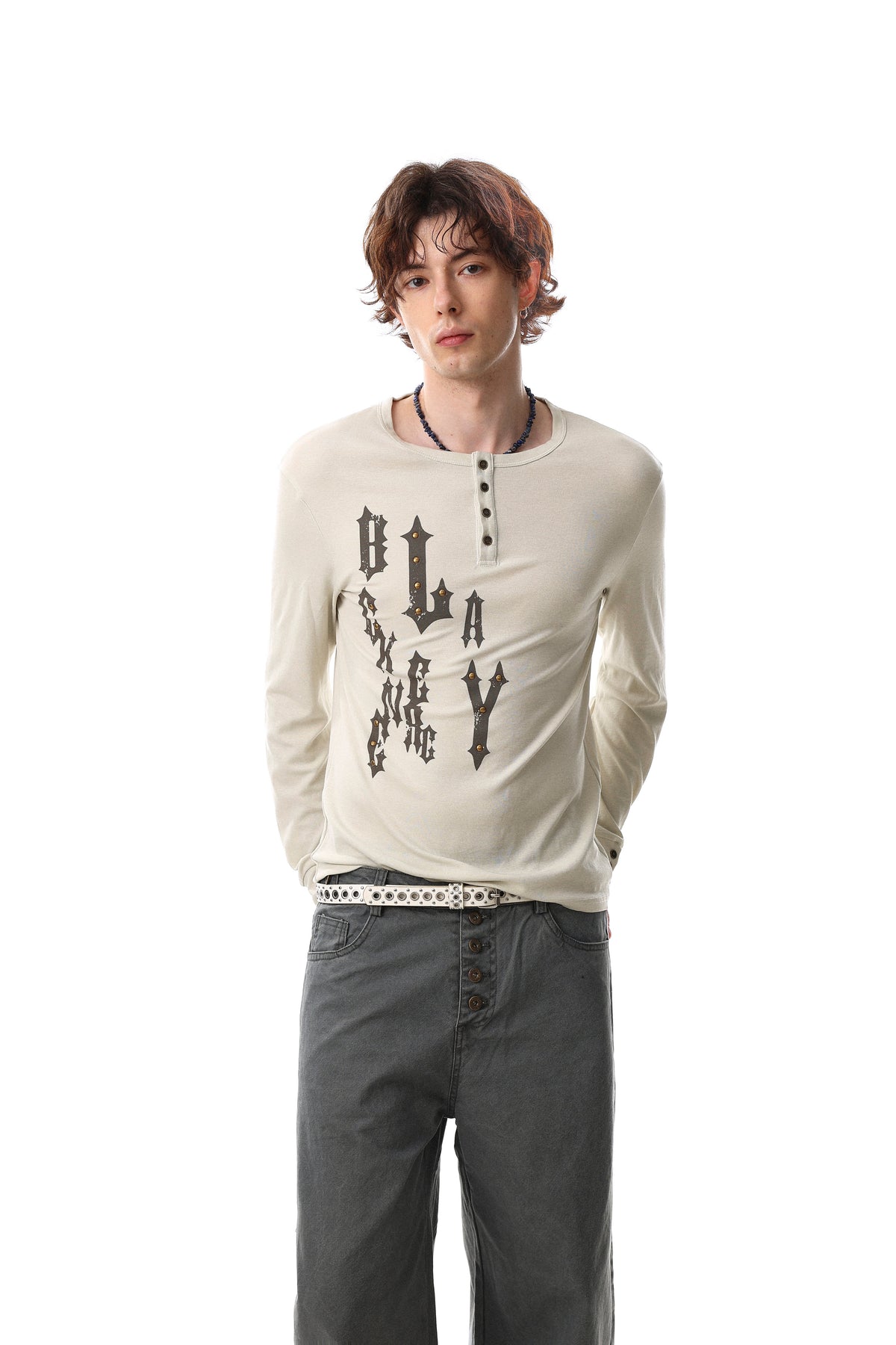Madxmarx Graphic Long Sleeve Henley Tee