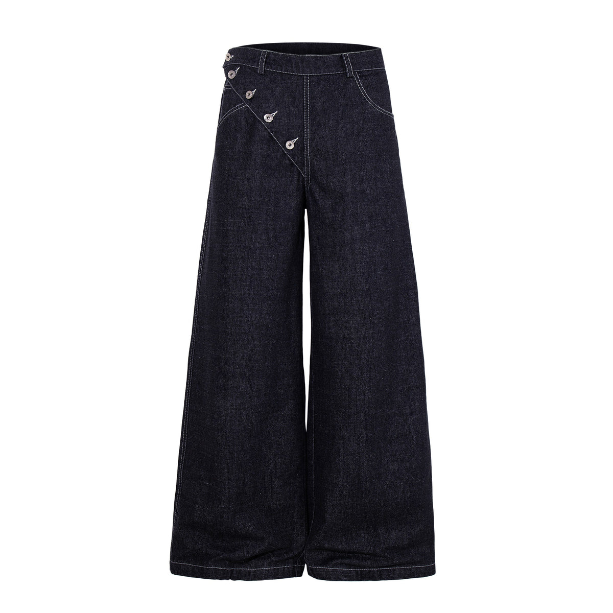 Madxmarx Asymmetric Button Wide-Leg Jeans