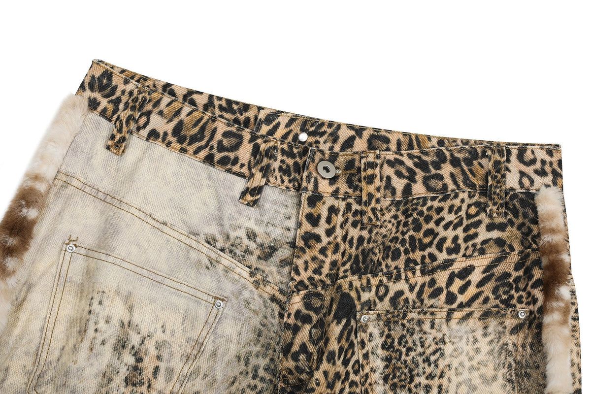Madxmarx „Weite Jeans mit Leopardenfellbesatz“