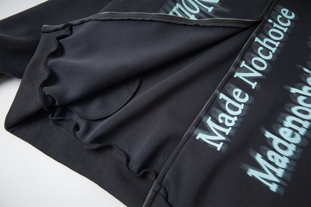 Madxmarx Gradient Letter Zip Hoodie