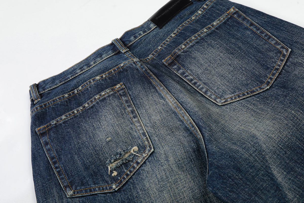 Madxmarx Distressed Dark Wash Wide-Leg Jeans