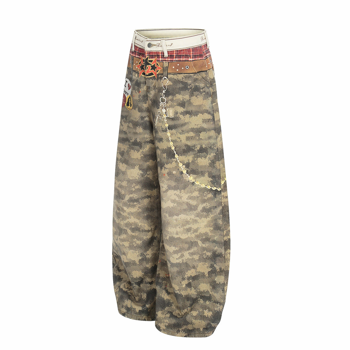 Pantalon en jean large à patchwork camouflage Madxmarx