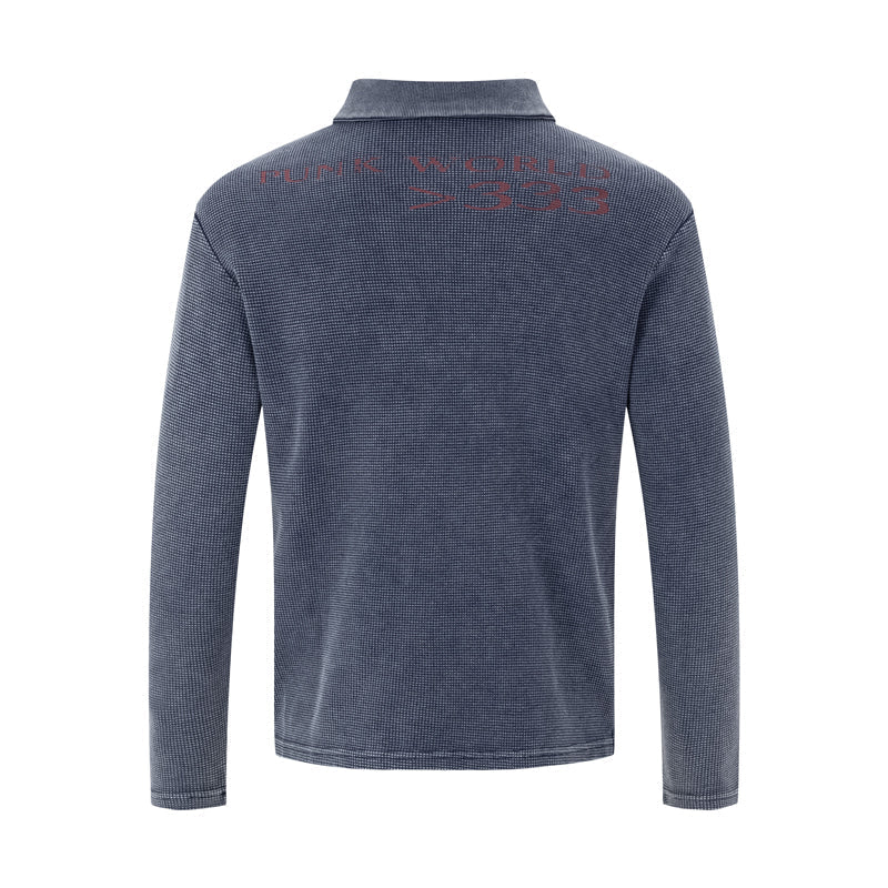 Madxmarx Washed Graphic Polo Long Sleeve