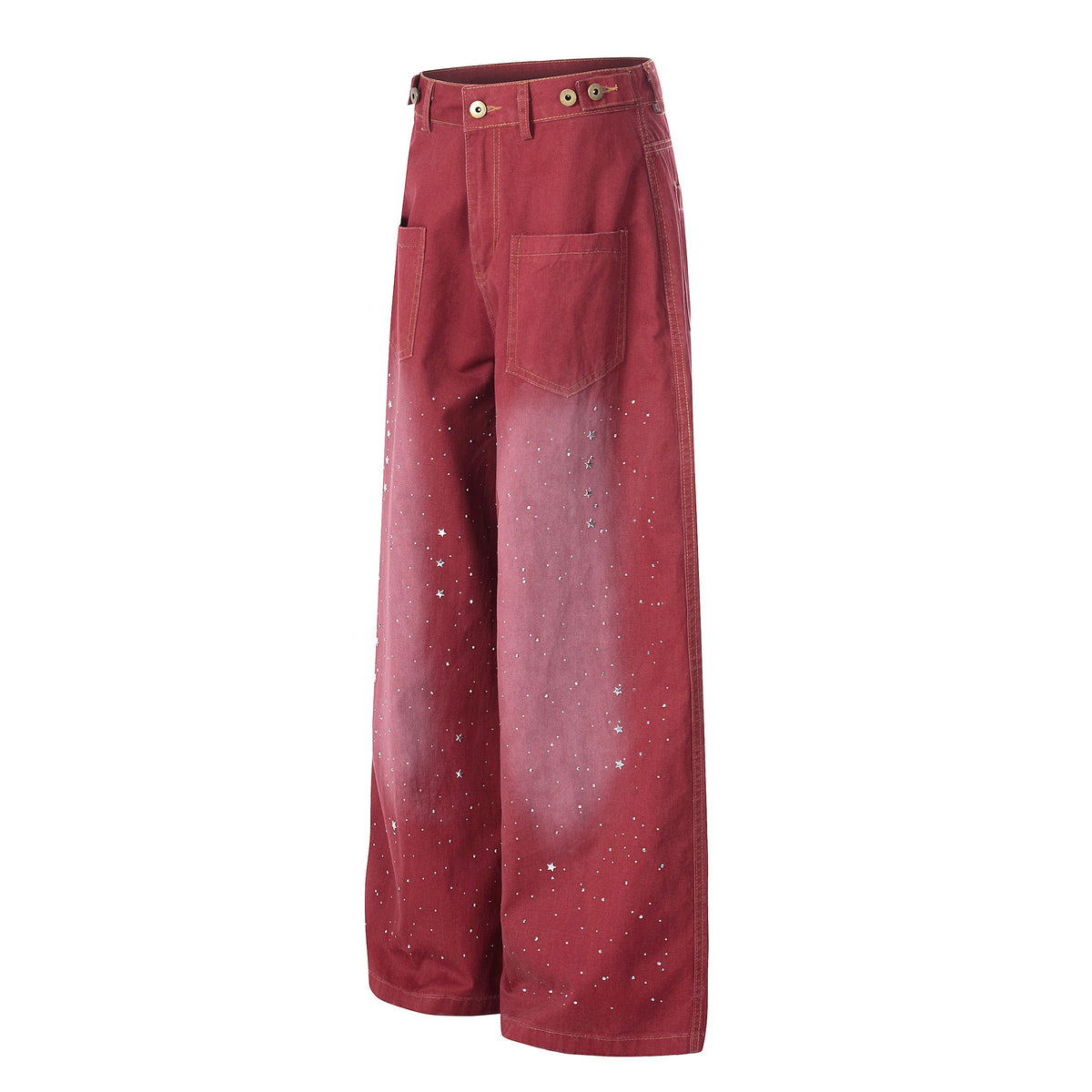 Madxmarx „Vintage Red Splatter Wide-Leg Pants“