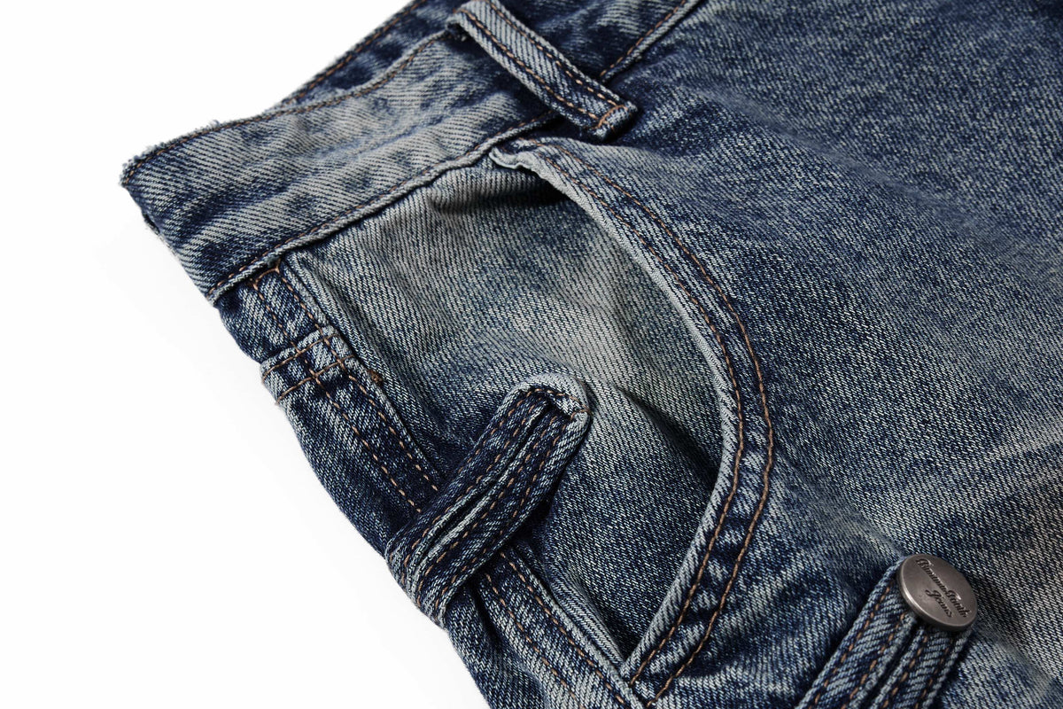 Madxmarx Washed Button-Detail Baggy Jeans