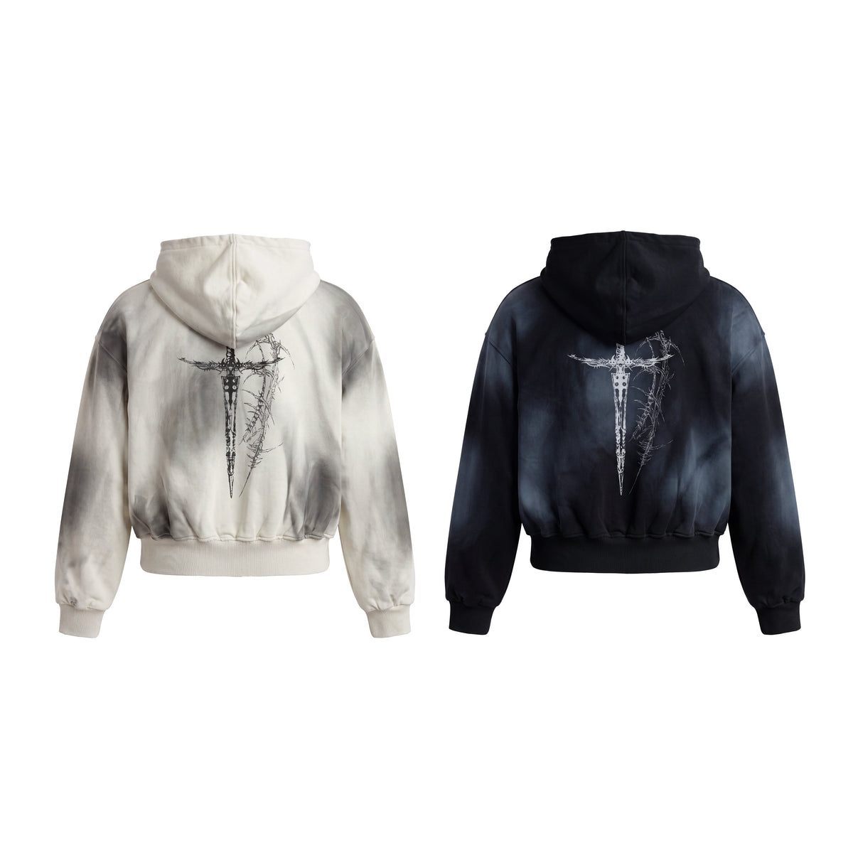 Madxmarx Tribal Graphic Washed Zip-Up Hoodie