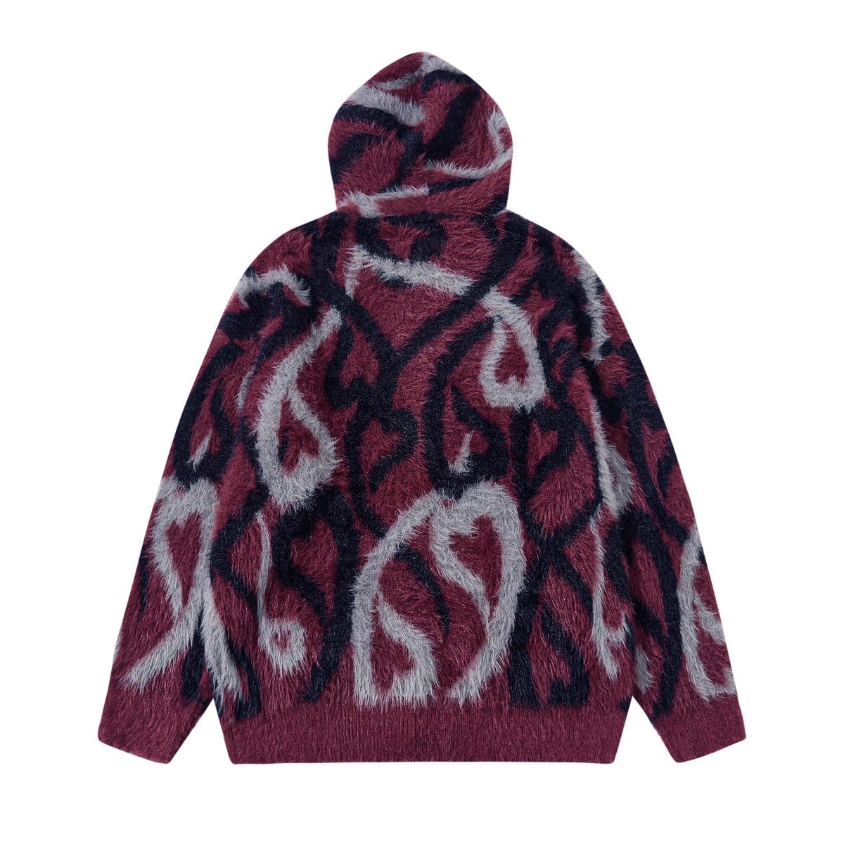 Madxmarx Flame Pattern Fleece Zip Hoodie