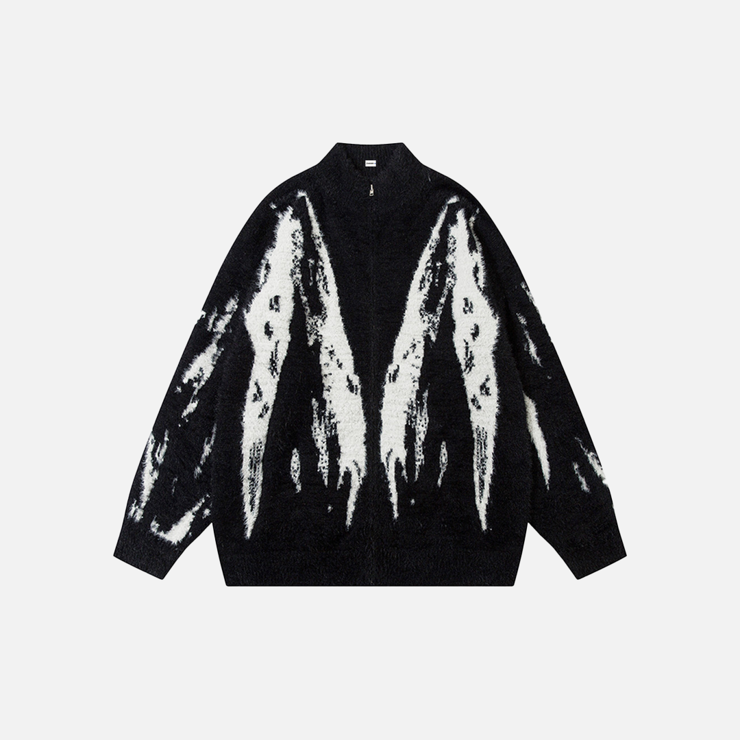 Y2K Breathable Stylish Floral Zip-Up Knit Cardigan