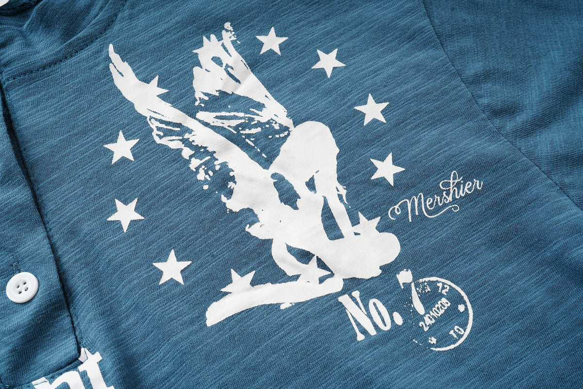 Madxmarx Graphic Henley Long Sleeve Tee