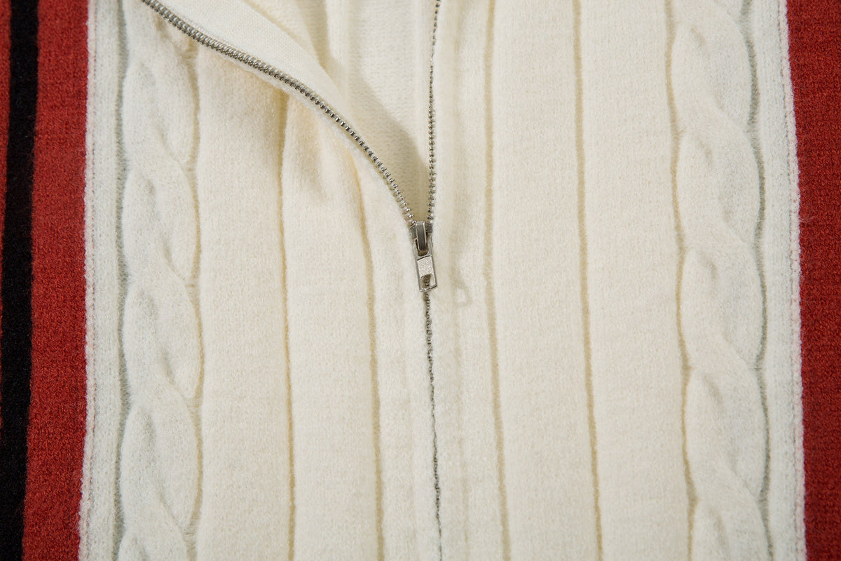 Madxmarx Retro Stripe Knit Zip Jacket