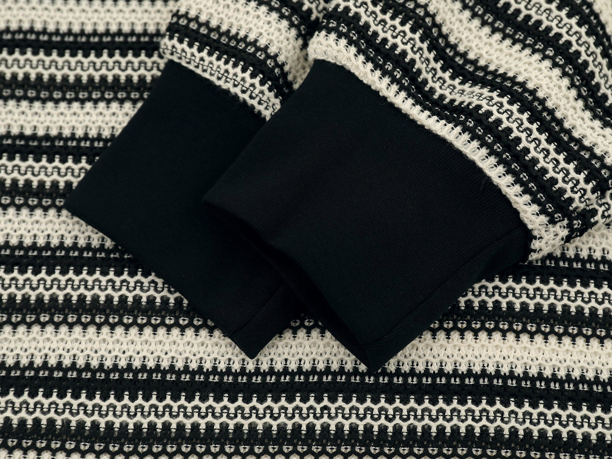Madxmarx Striped Knit Long-Sleeve Polo