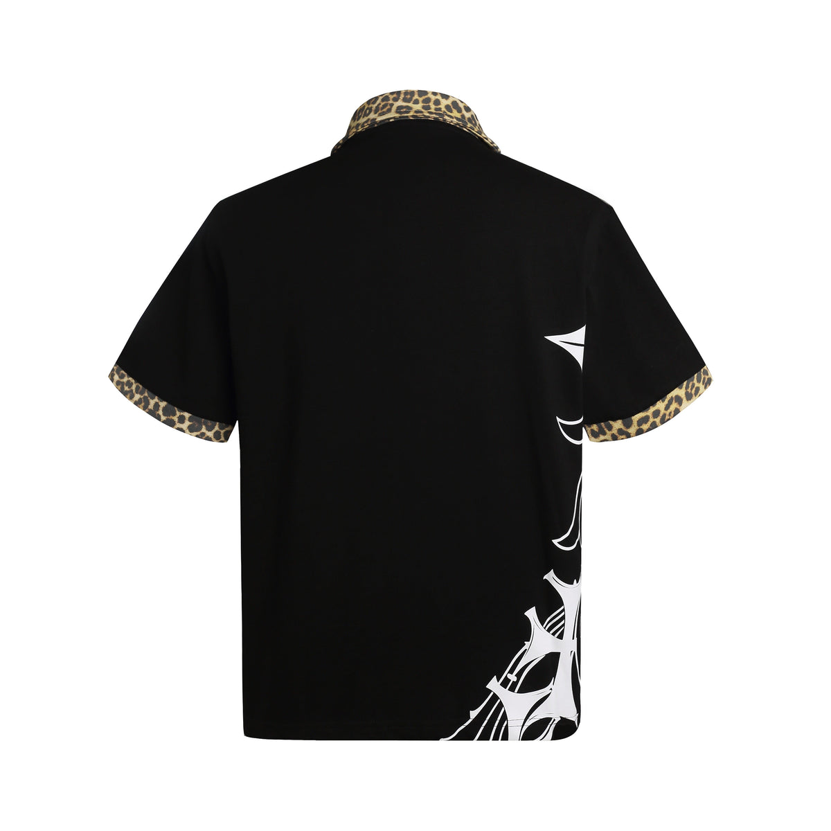 Madxmarx Gothic Cross Leopard Collar Polo Shirt