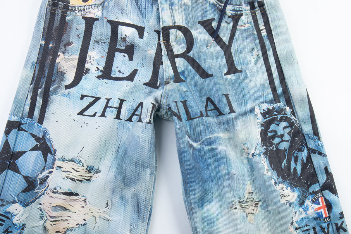 Calça Jeans com Estampa Madxmarx de Cintura Sobreposta