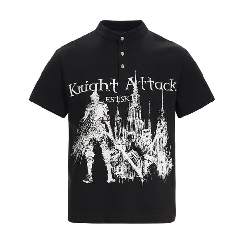 Madxmarx “Knight Attack Graphic Polo Tee” - S / Black
