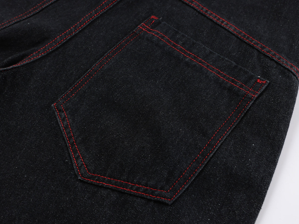 Pantalon en jean large brodé dragon Madxmarx