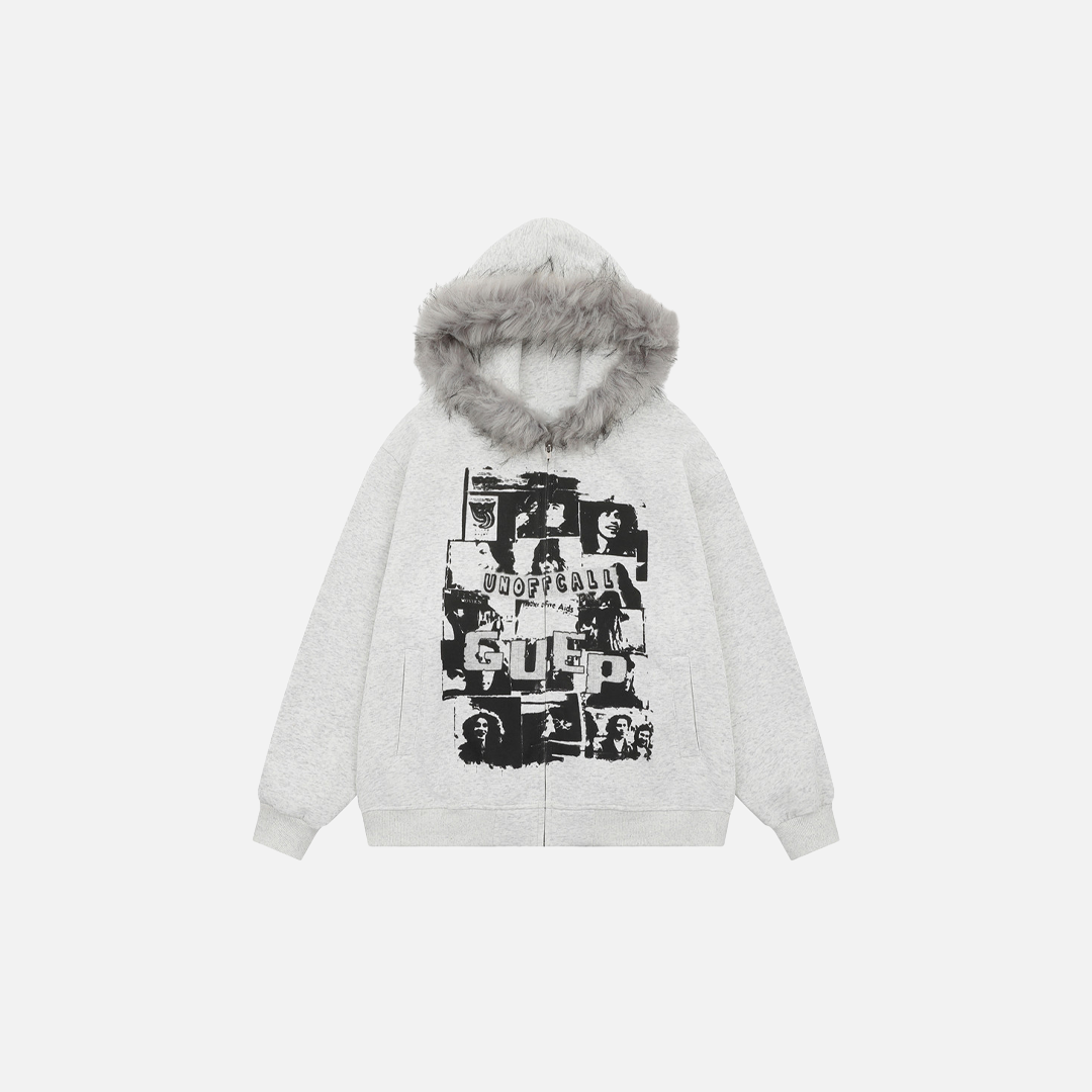 Streetwear Y2K Oversized Faux Fur Hooded Sweatshirt