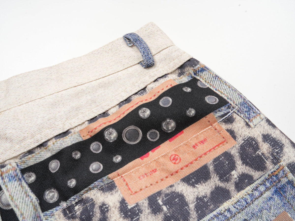 Pantalon en résille à patchwork léopard Madxmarx