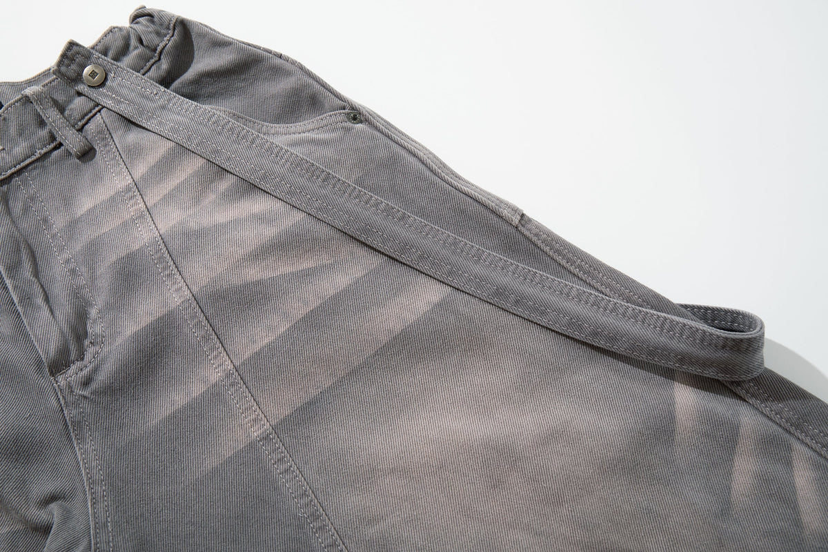 Madxmarx Strap-Detail Washed Wide-Leg Jeans