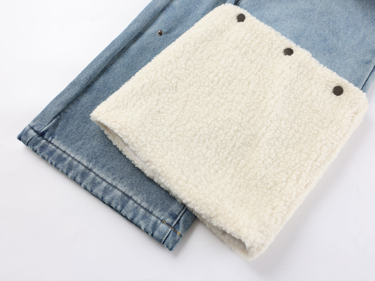 Pantalon en jean superposé doublé de polaire Madxmarx