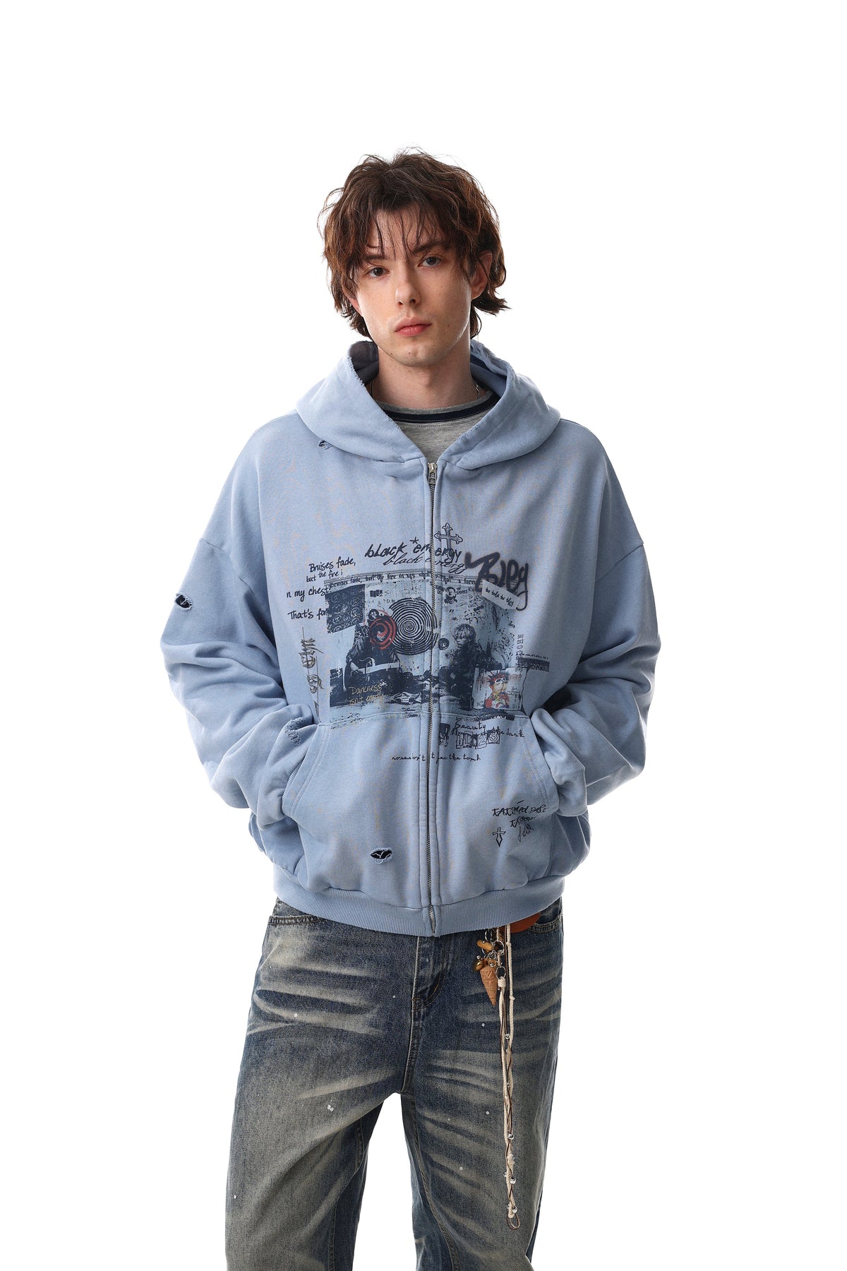 Madxmarx Collage Graphic Zip-Up Hoodie
