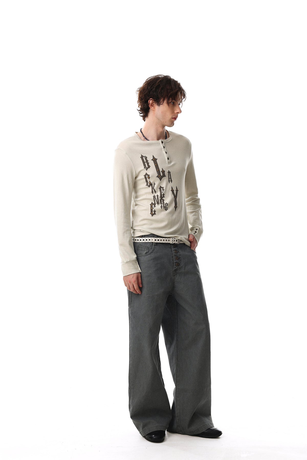 Madxmarx Graphic Long Sleeve Henley Tee