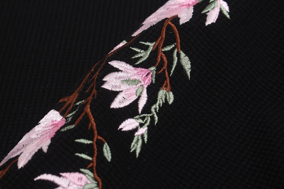 Madxmarx Floral Sleeve Waffle Long Sleeve