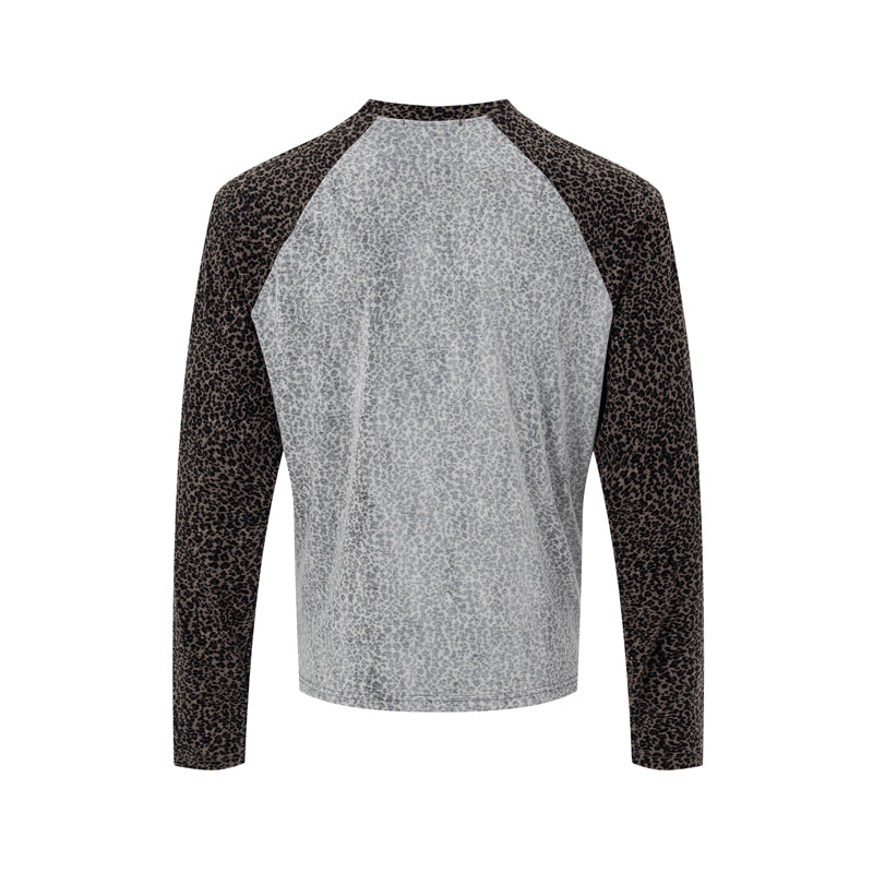 Madxmarx Leopard Graphic Raglan Long Sleeve Tee