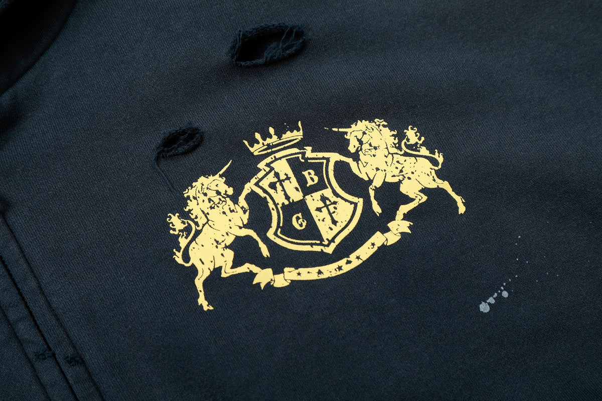 Madxmarx Distressed Crest Zip-Up Hoodie