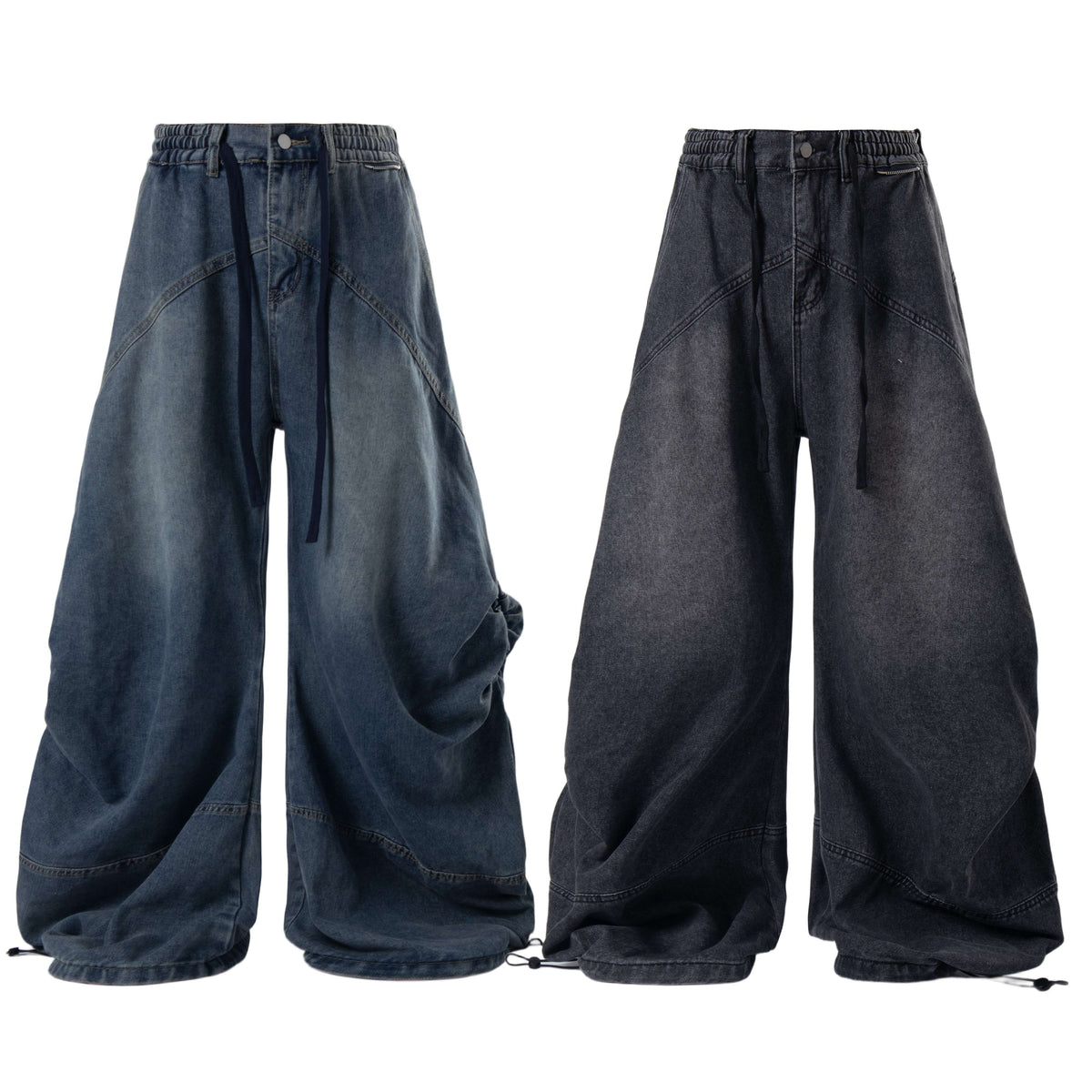 Madxmarx Layered Plaid Baggy Jeans