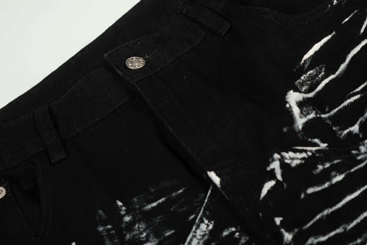 Madxmarx Star Brush-Stroke Wide-Leg Jeans