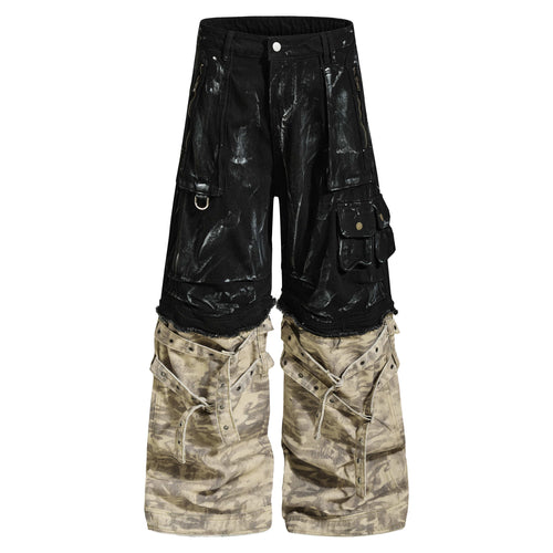 Madxmarx Washed Utility Cargo Denim Pants - S / As Shown