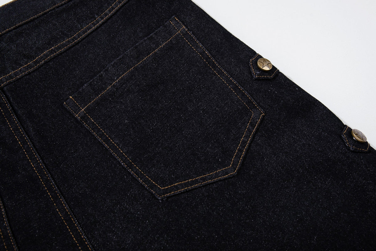 Madxmarx Military Button Panel Wide-Leg Jeans