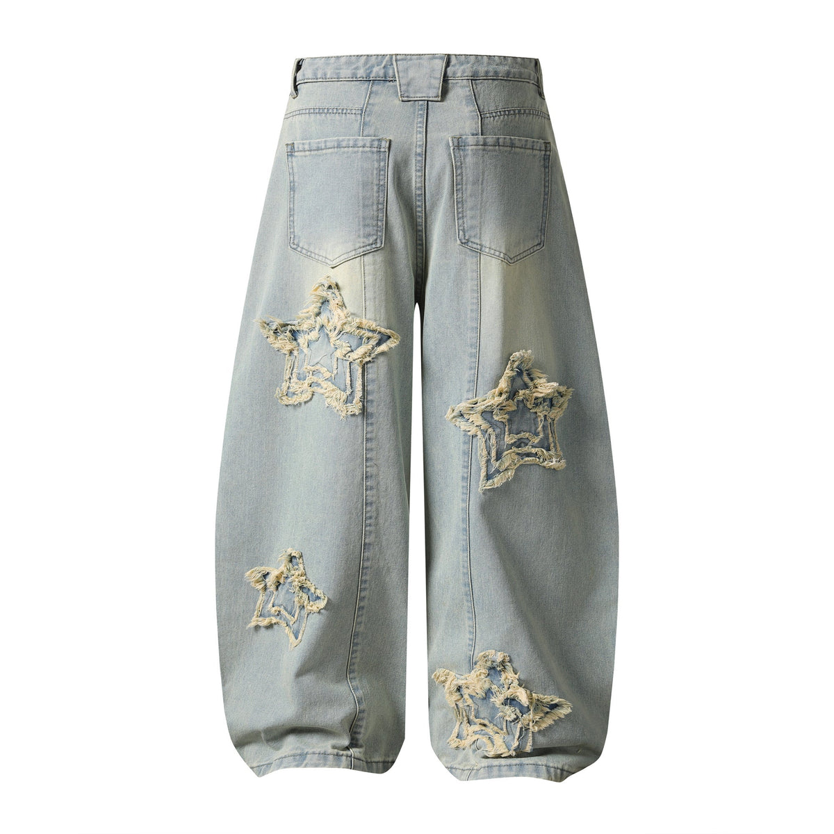 Jeans de pierna ancha con efecto desgastado y estrellas de Madxmarx